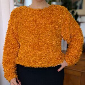 Yarnworks - 90s Y2K super fuzzy knit sweater - Orange! - Large